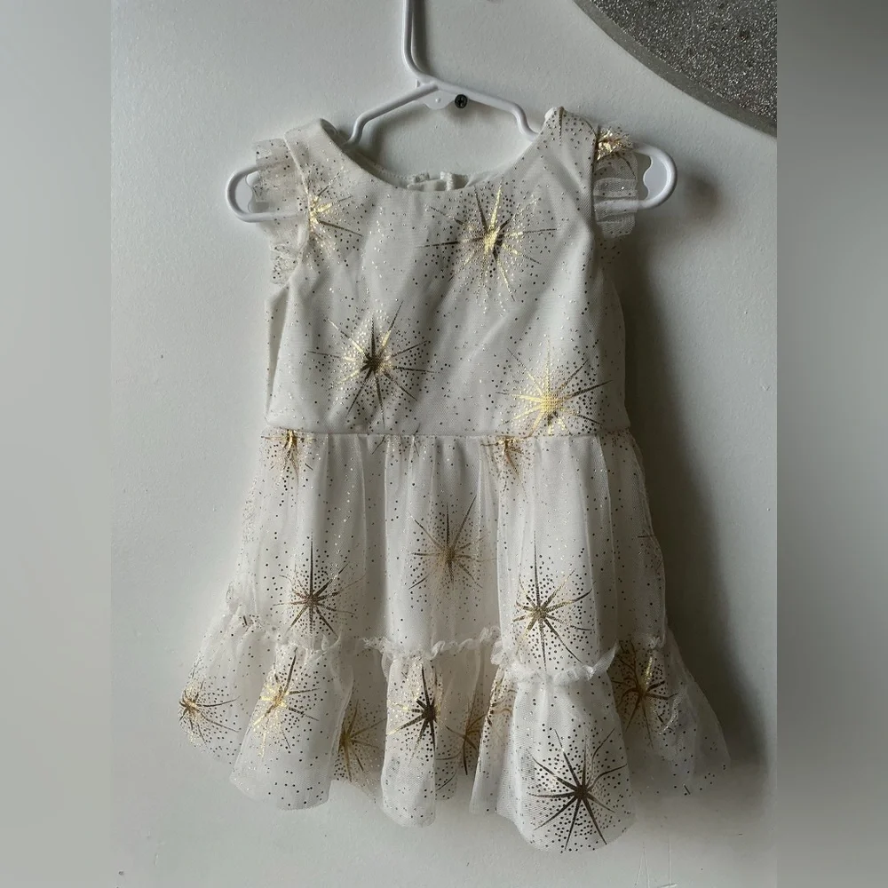 The Children's Place Ivory and Gold Dress